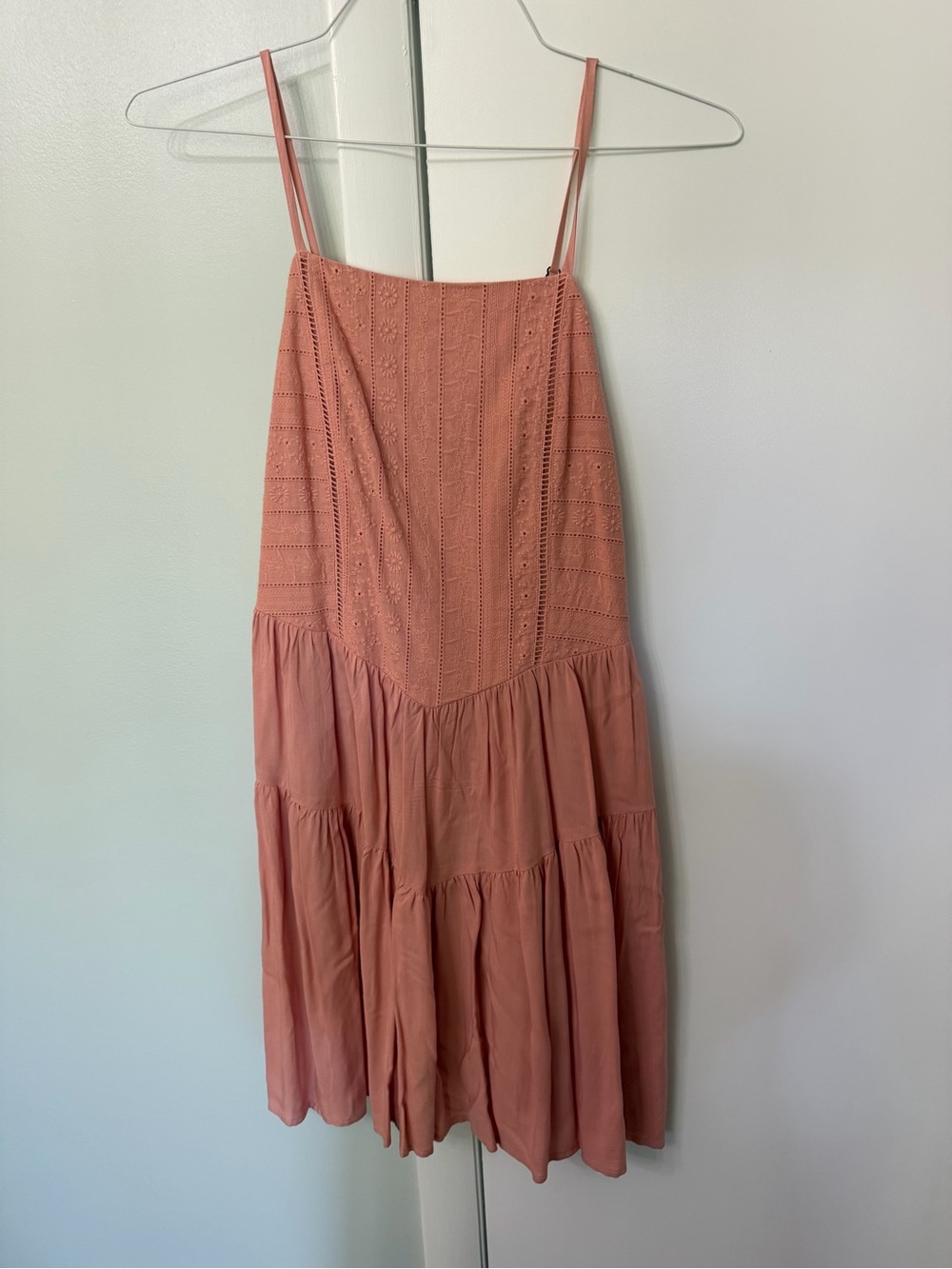 wild fable Dusty Rose Eyelet Tiered Midi Dress